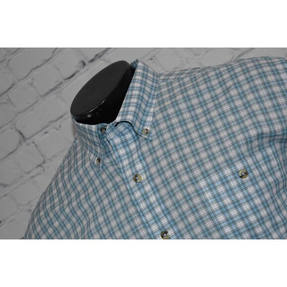 Onward Reserve Spring Dress Shirt Men Size Large Blue Plaid Short Sleeve - Picture 2 of 7